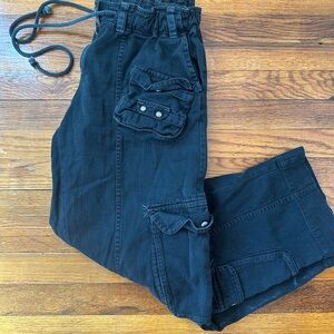 Free People Black Cargo Pants with Drawstring